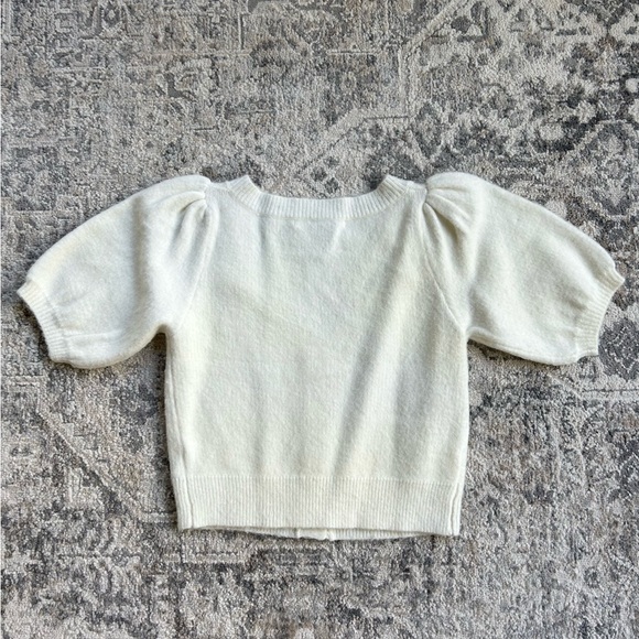 English Factory puff sleeve crop cardigan - size small - cream - wool blend - Picture 2 of 6